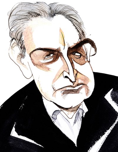John Banville, Irish novelist and screenwriter; crime writer under the pen name Benjamin Black; caricature by Neale Osborne